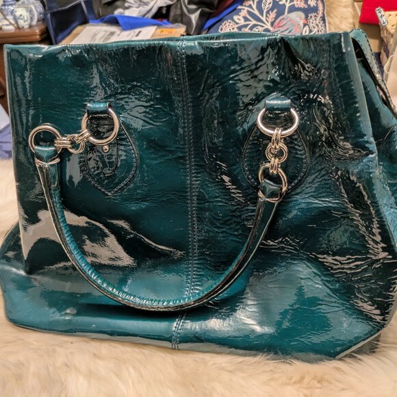 Escada Sport Patent Leather Teal Handbag - Picture 2 of 4